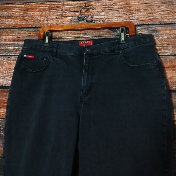 Chaps Jeans Plus Size 16W Straight Mid Rise Black Denim Stretch - Picture 4 of 8